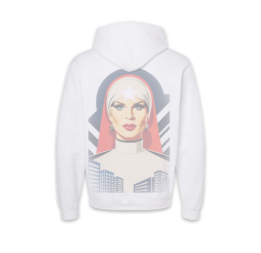 Our Mother In White Hoodie