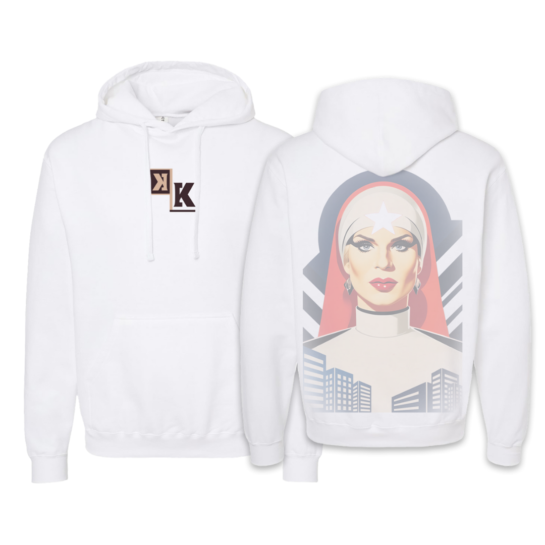 Our Mother In White Hoodie